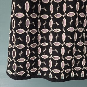 Vintage Anthropologie A-line Cotton Eyelet Black Lilac Skirt 2